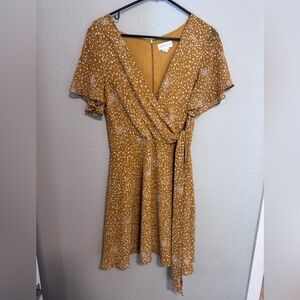 APRICOT Yellow Gold Flutter Sleeve Mini Dress UK 12 EUR M